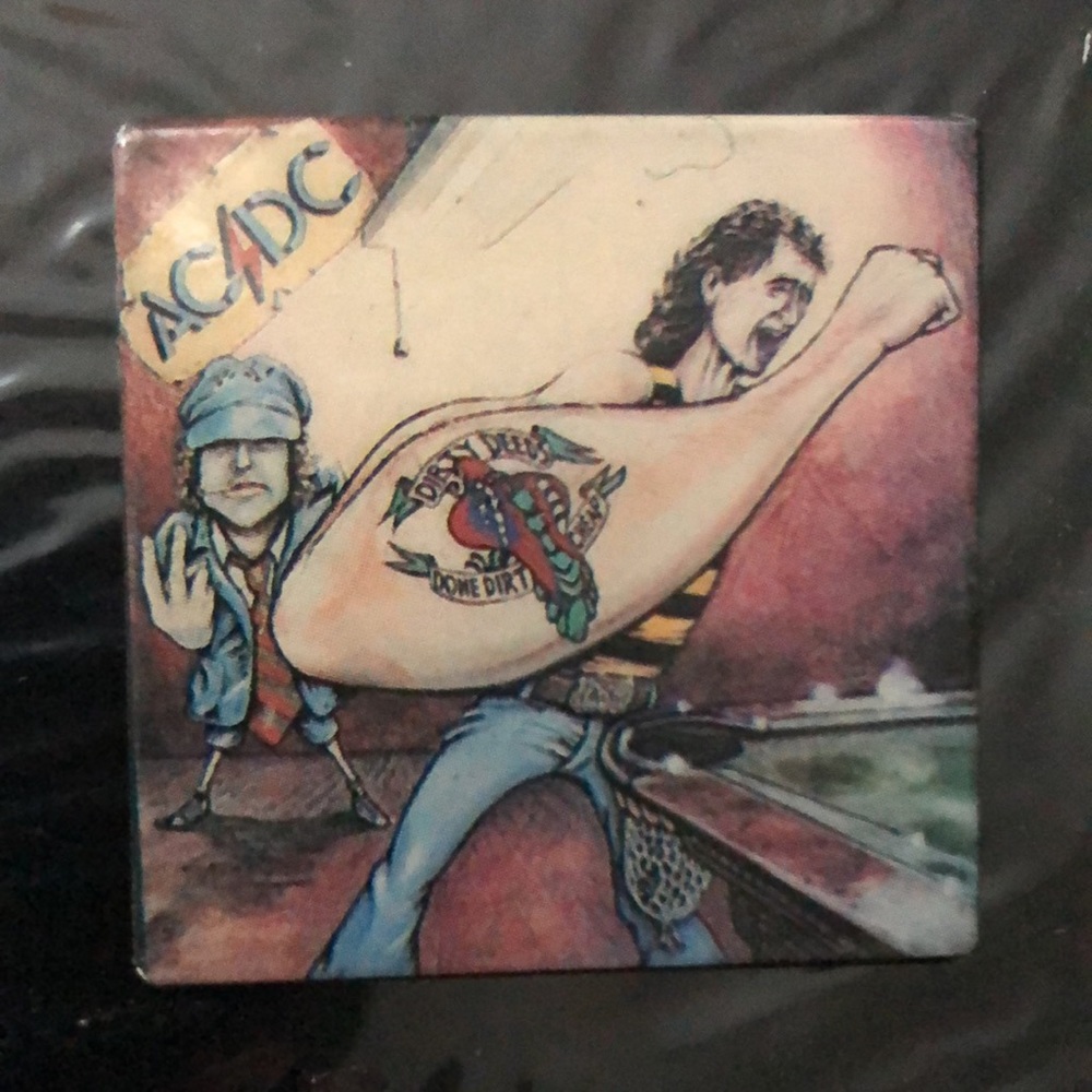 AC/DC '76 Apparel Pin Dirty Deeds Done Dirt Cheap Australian Album Cover